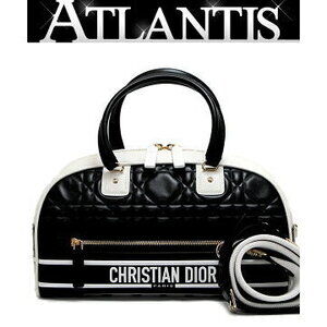 Dior Vibe Bowling Bag Cannage Leather White Black